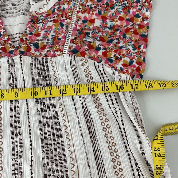 Savanna Jane Top Shirt Womens Medium Embroidered Southwestern boxy Floral Boho - Picture 7 of 10